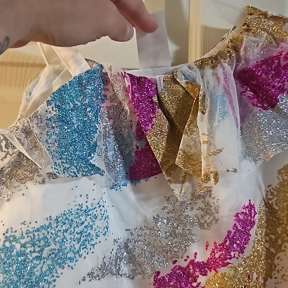*FINAL* DISNEY POCAHONTAS COLORS OF THE WIND GLITTER DRESS: NEW WITH TAGS:SZ 5/6_4